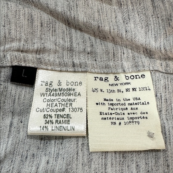 RAG & BONE / JEAN linen blend cropped button down // heather grey //  Large - Picture 5 of 5